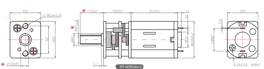 N20微型减速电机工程图
